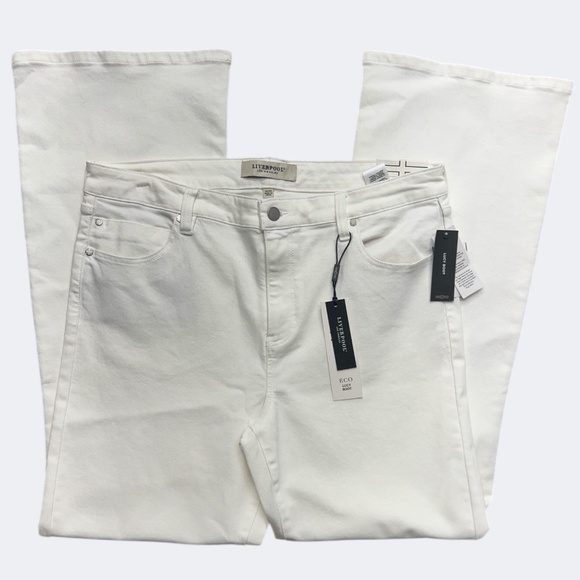 Liverpool Women Jeans 16/33 White Lucy Hi Rise Bootcut Stretch Denim Long Inseam - Picture 1 of 11